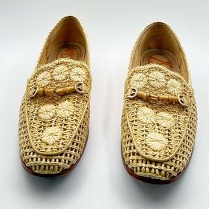 Sam Edelman Lowell Woven Loafers – Size 8 – Natural Raffia / Gold Bit CUTE!